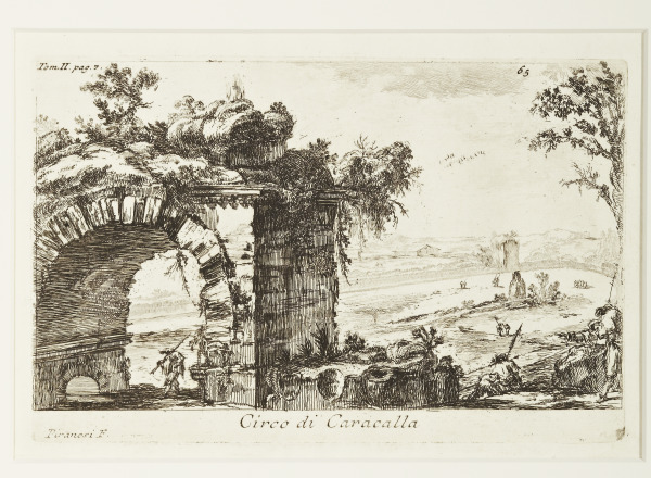 Circus of Caracalla on the via Appia. From the series Verdute di Roma, plate 65 (Circo de Caracalla en la via Appia. De la serie Verdute di Roma, placa 65)