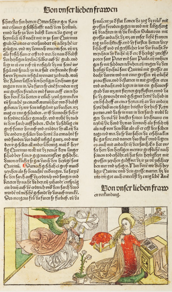 The Annunication, from the Koberger edition of Jacopp dal Vorgine’s “Golden Legend” (Nuremberg, 1488) [(La anunciación, de la edición de Koberger de “Golden Legend” de Jacopp dal Vorgine (Nuremberg, 1488)]