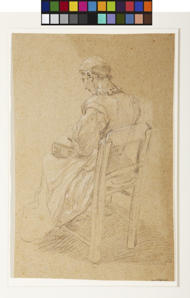 Woman Seated in a Chair Seen From Behind (Mujer sentada en una silla vista desde atrás)